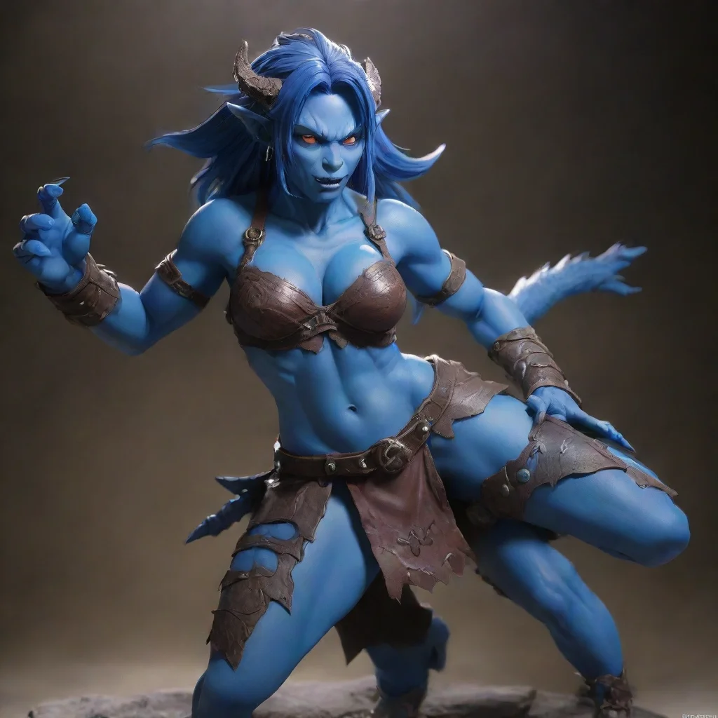 aiamazing anime%2C masterpiece%2C good lighting%2C dynamic pose%2C blue dragon orc girl awesome portrait 2