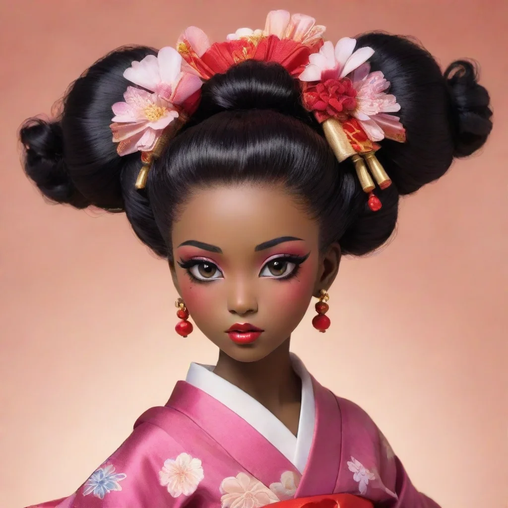aiamazing anime african american girl geisha makeover awesome portrait 2