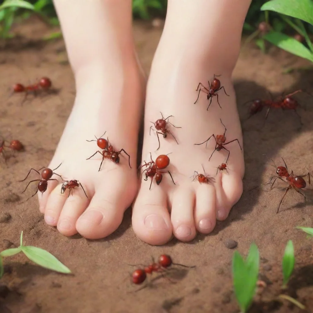 amazing anime girl ants crawling on feet and toes awesome portrait 2