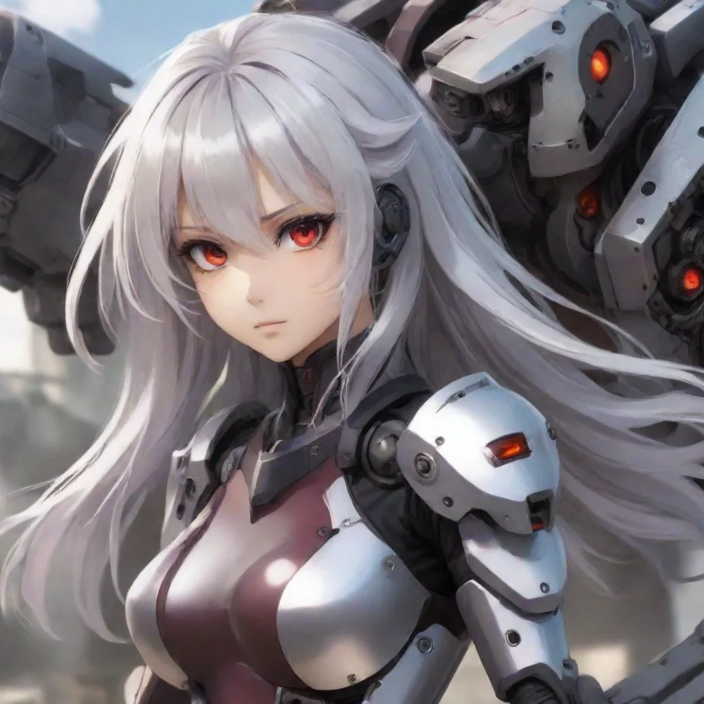 aiamazing anime girl mecha pilot maroon eyes silver hair combat awesome portrait 2