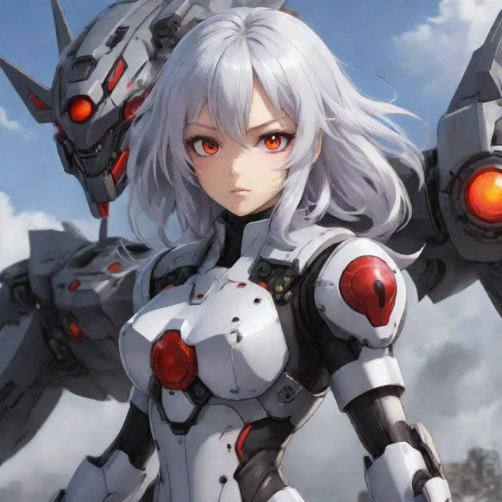 aiamazing anime girl mecha pilot red eyes silver hair combat awesome portrait 2