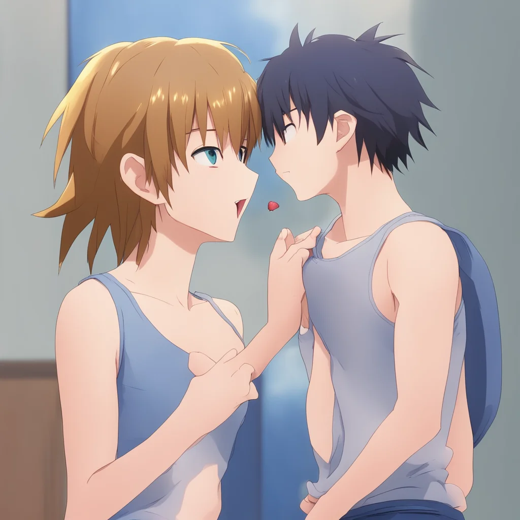 amazing anime girl wearing jeans and a tank top spitting on a boys face awesome portrait 2