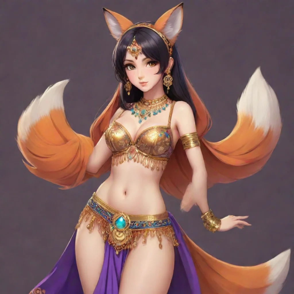 aiamazing anime girl with fox ears wearing belly dancer outfit awesome portrait 2