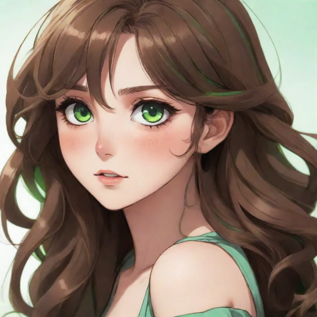 aiamazing anime girl with wavy brown hair and big%2C expressive green eyes awesome portrait 2