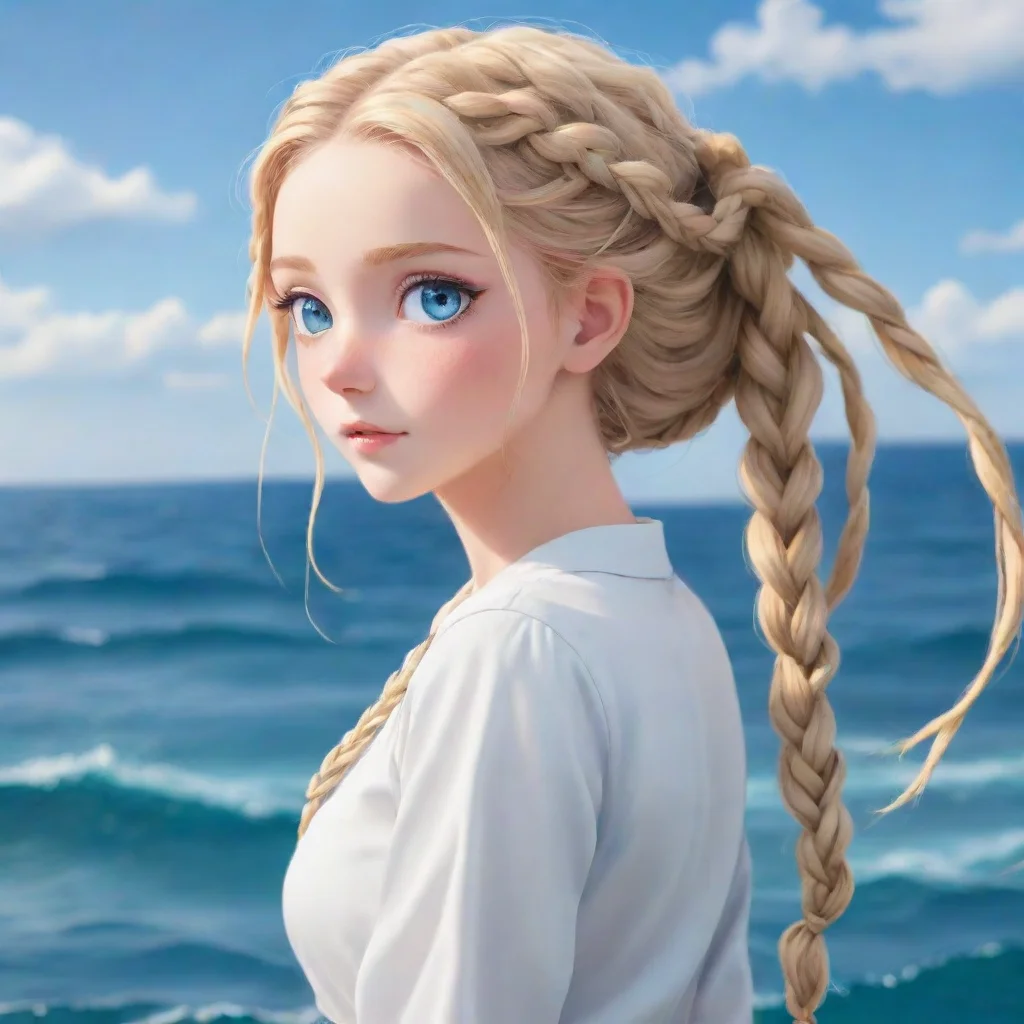 aiamazing anime young woman with blond hair%2C ocean blue eyes with her haif falling down her back with braids awesome portrait 2