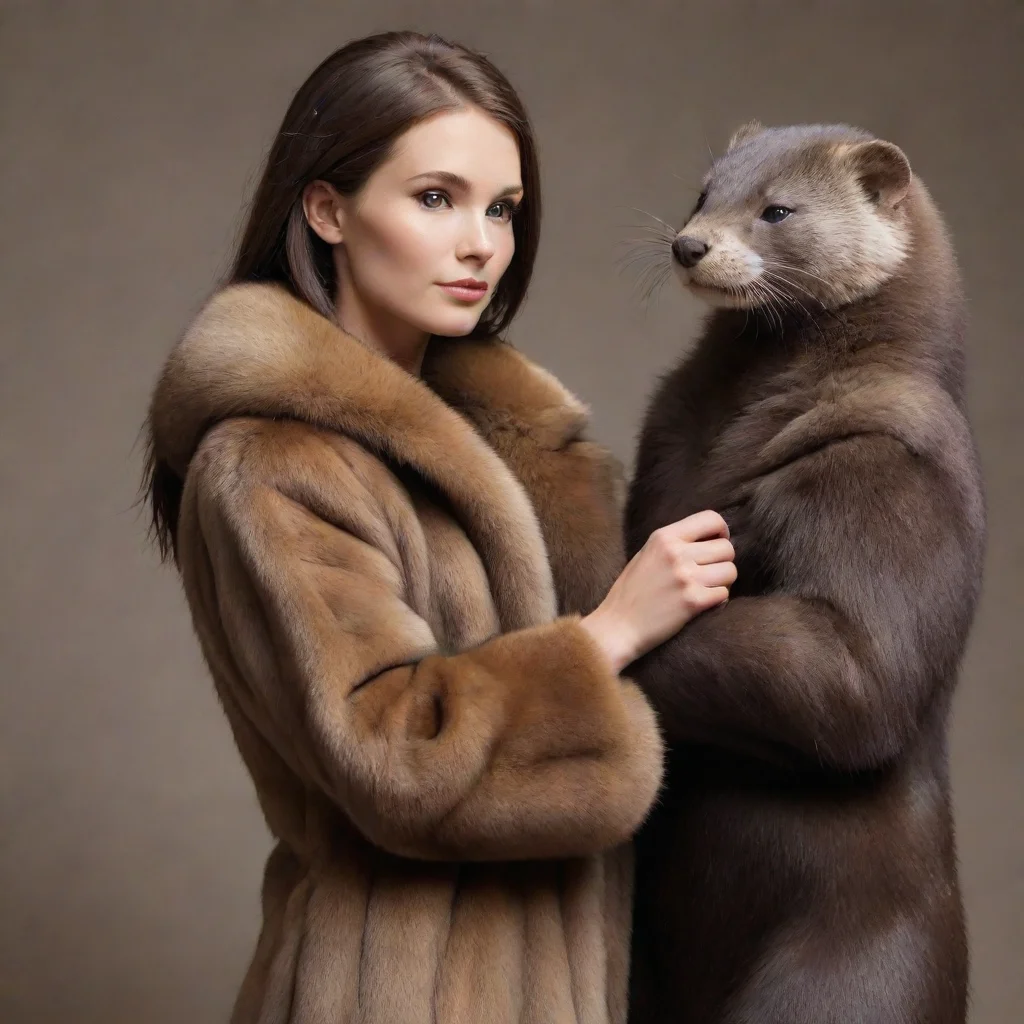amazing anthro minks putting a fur coat on a human awesome portrait 2