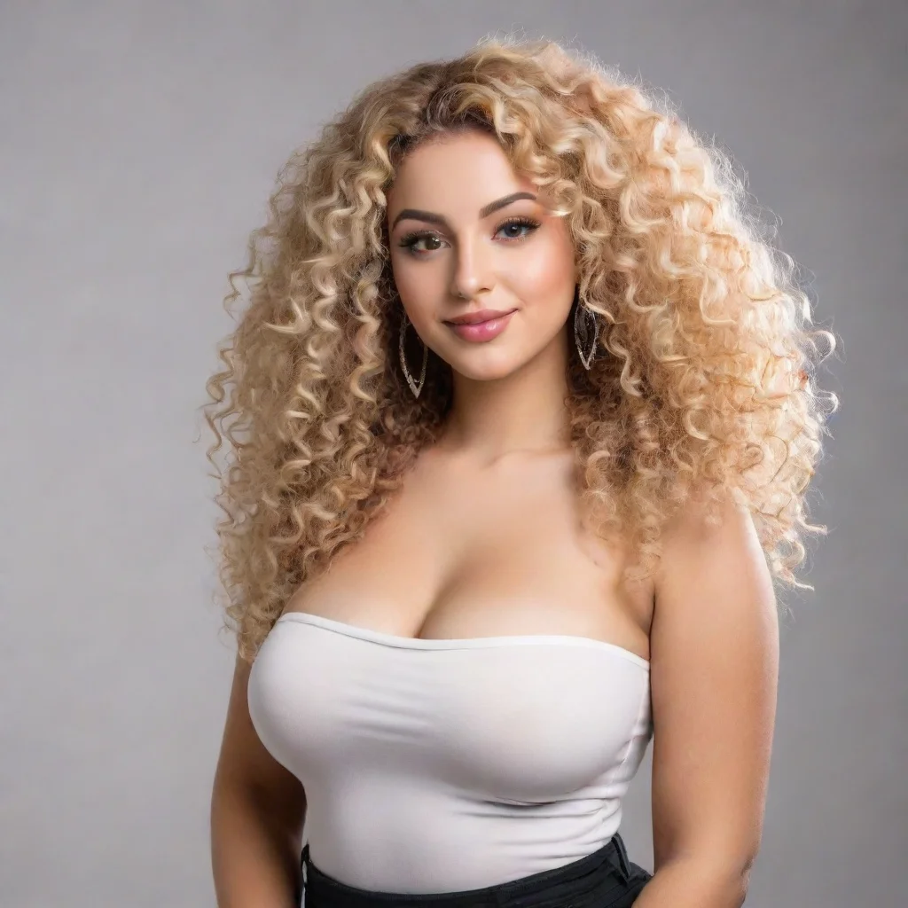 amazing arabic curvy woman with blonde curly hair awesome portrait 2