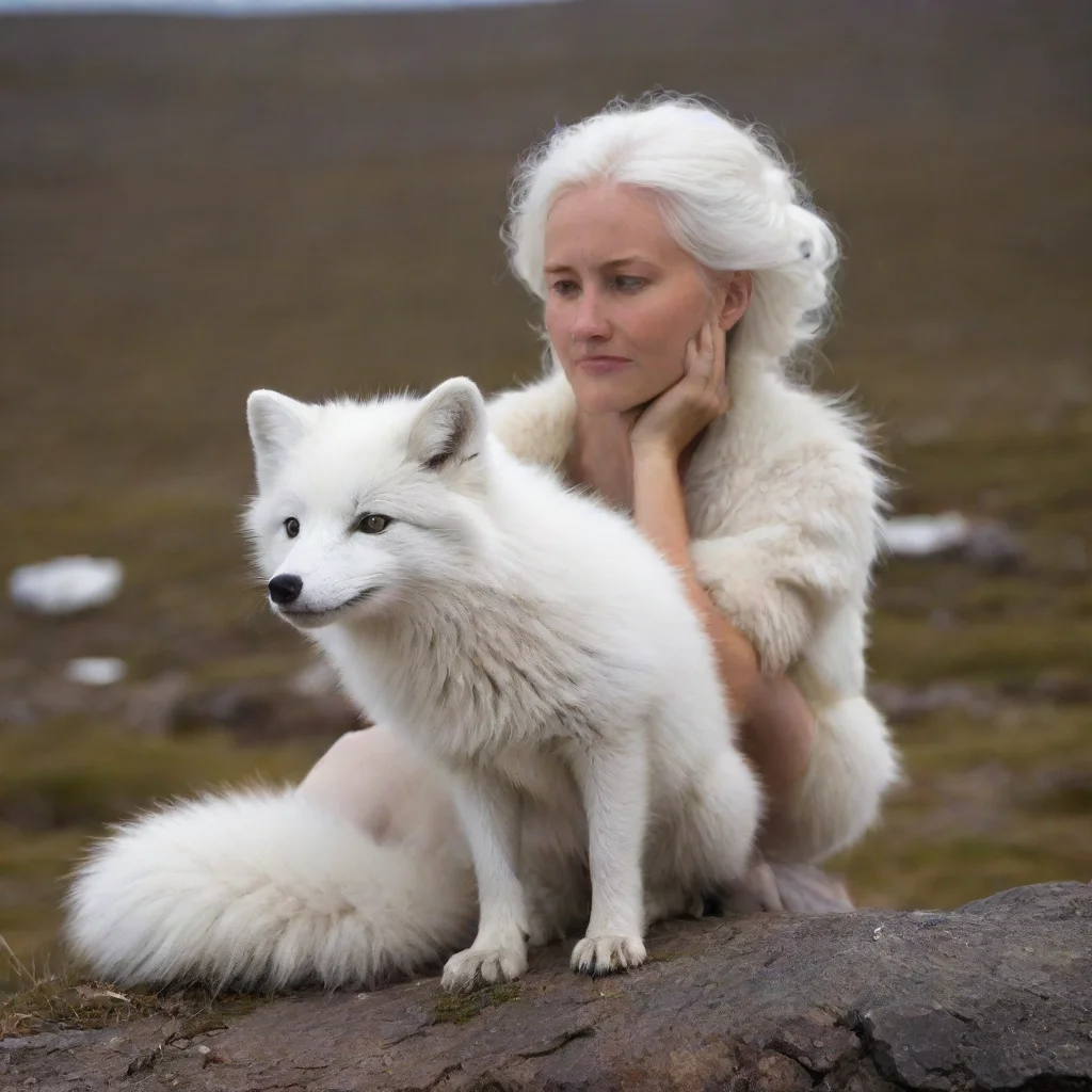 aiamazing arctic fox sitting on a human awesome portrait 2