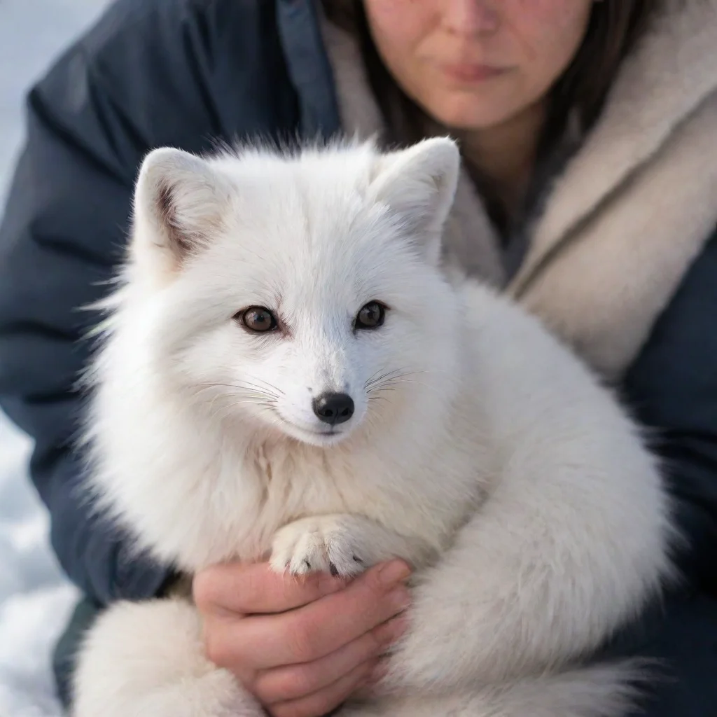 aiamazing arctic fox sitting on human%27s lap awesome portrait 2