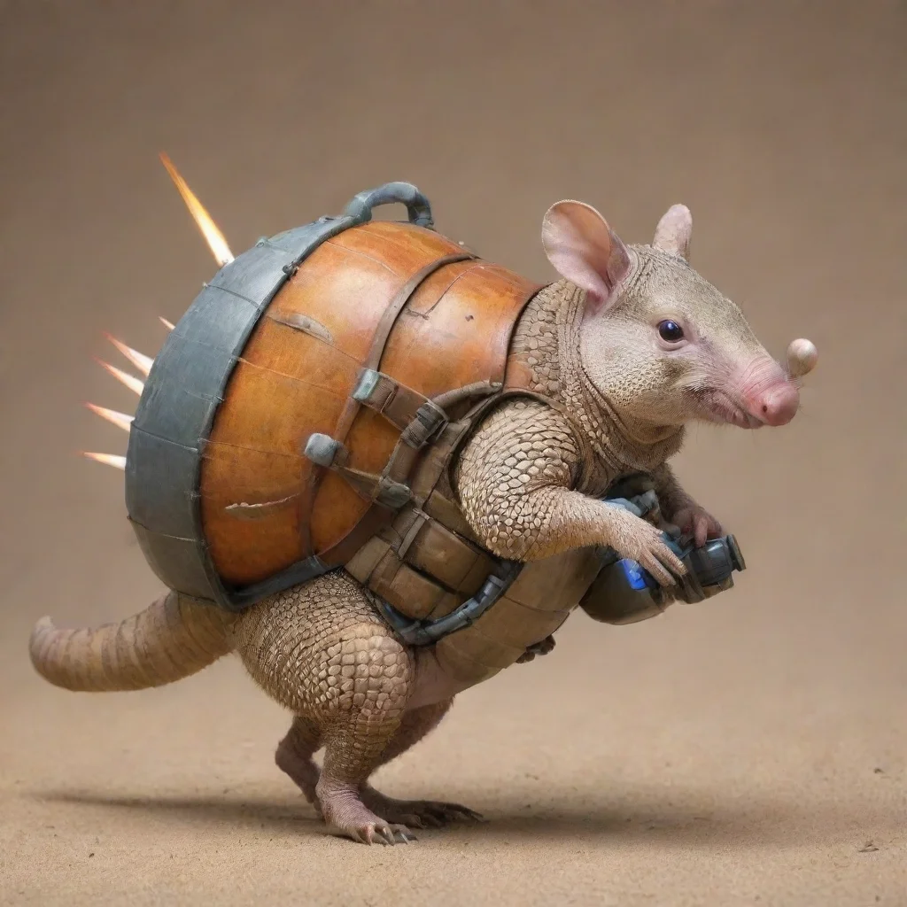 amazing armadillo wearing a rocket pack awesome portrait 2