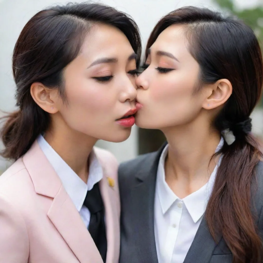 aiamazing asian female lesbian kissing with her girlfriend wearing formal suit  good looking trending fantastic 1 tall awesome portrait 2