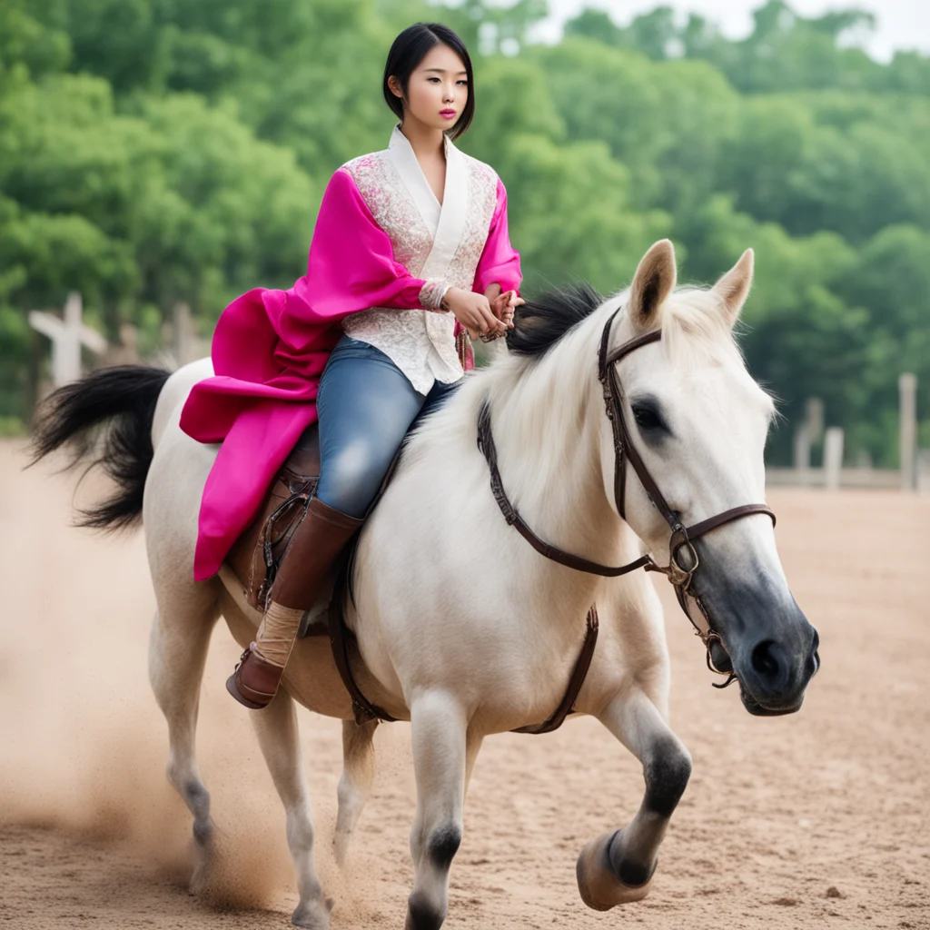 amazing asian model riding a horse awesome portrait 2
