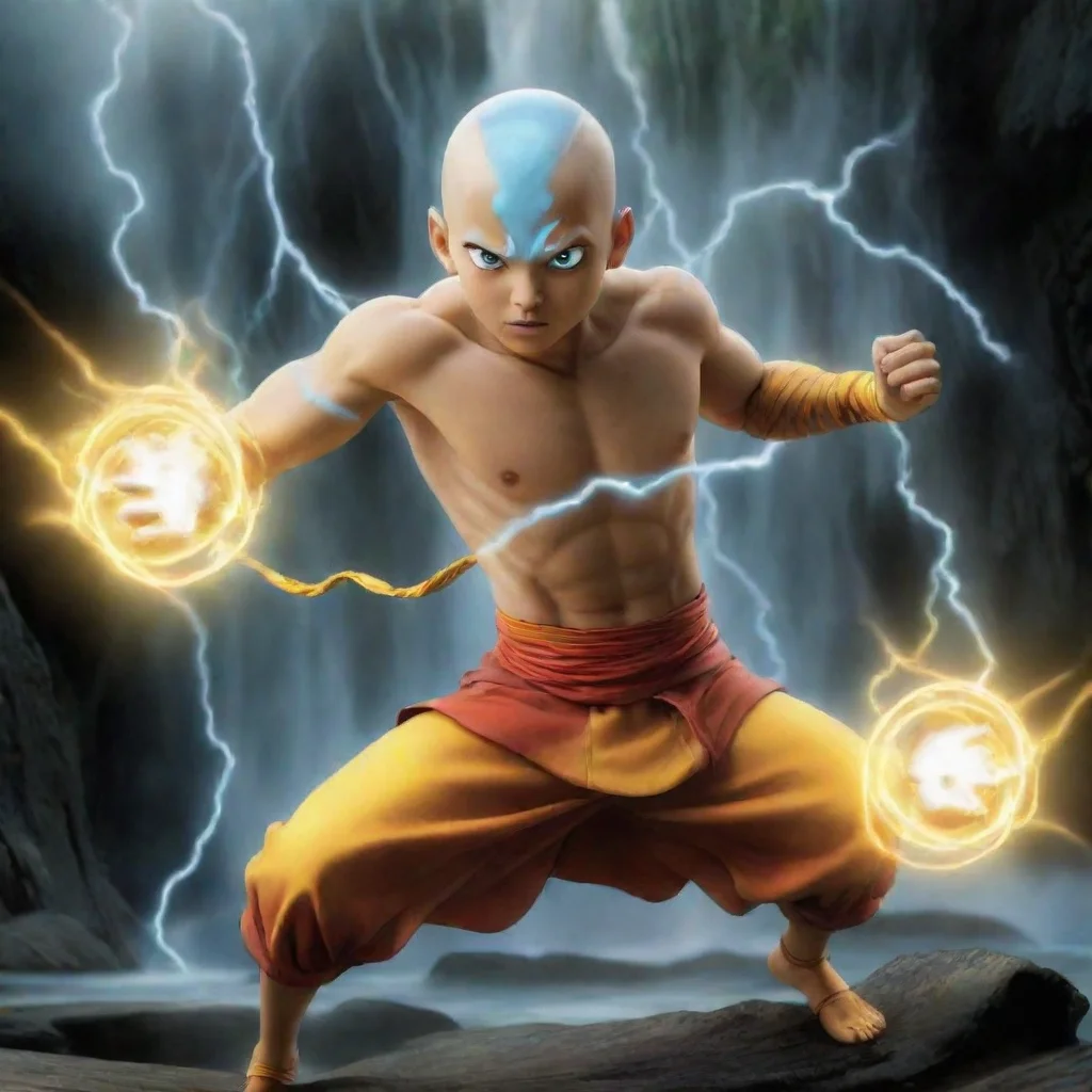 aiamazing avatar aang with electricty power awesome portrait 2