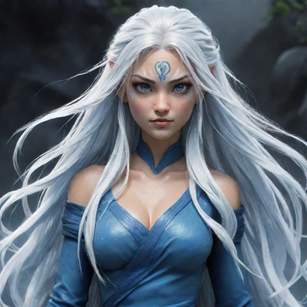 aiamazing avatar legends character%2C water tribe%2C white messy long hair%2C imposing woman awesome portrait 2