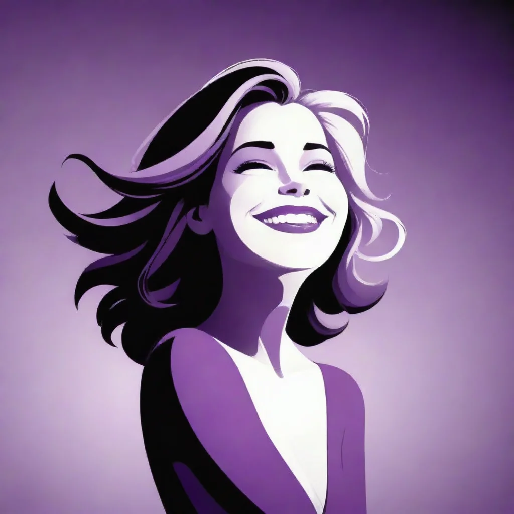 aiamazing award winning illustration with a 2d vector illustration of a happy woman%2C colors purple%2C black and white. epic. awesome portrait 2