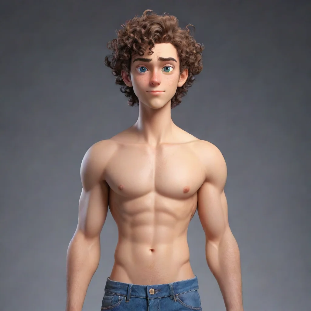 aiamazing awesome looking hd cartoon guy good looking eyes clear waist up pose artstation 8k sides hair shaved top curly awesome portrait 2