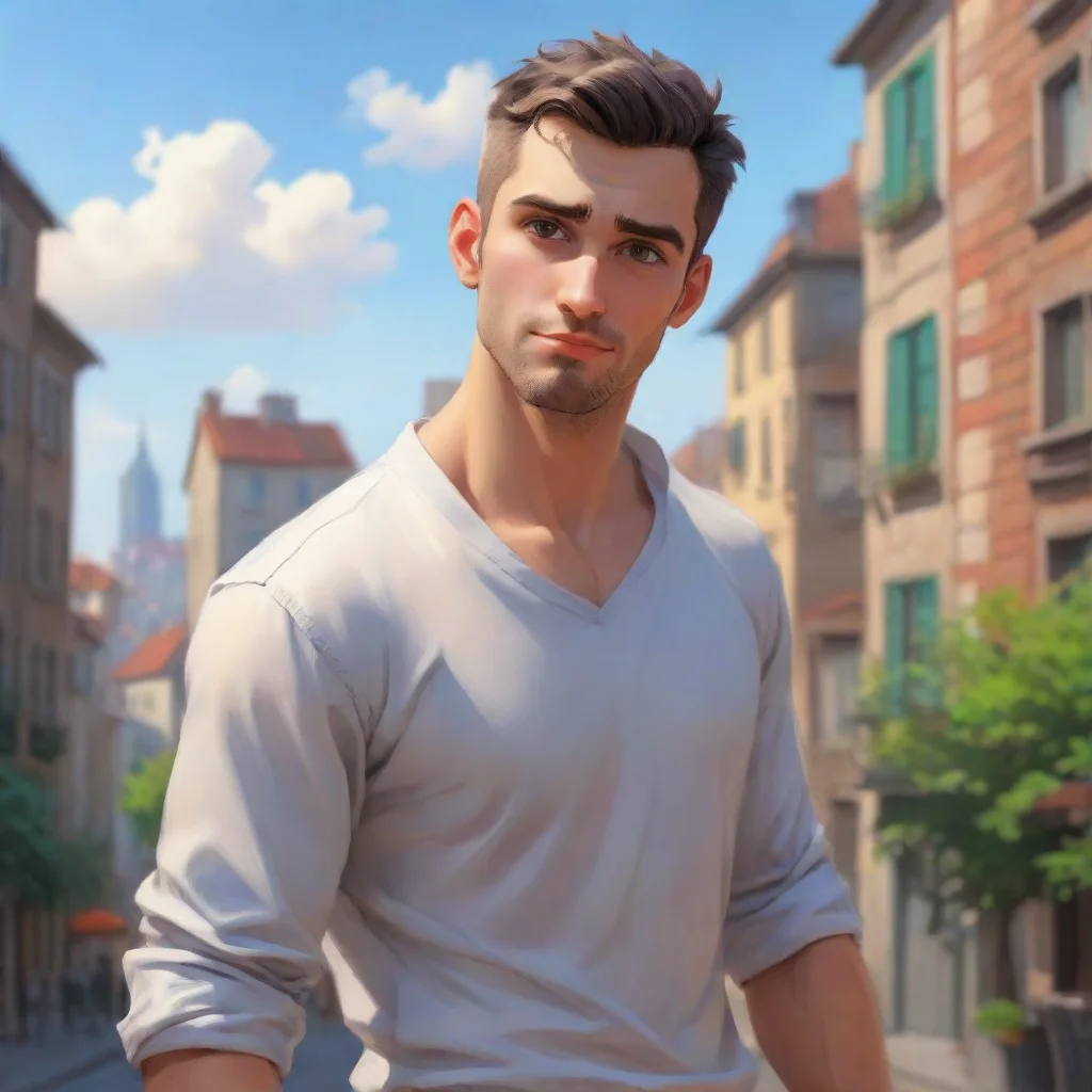 amazing awesome looking hd cartoon guy good looking eyes clear waist up pose artstation 8k wow painter creative city background awesome portrait 2