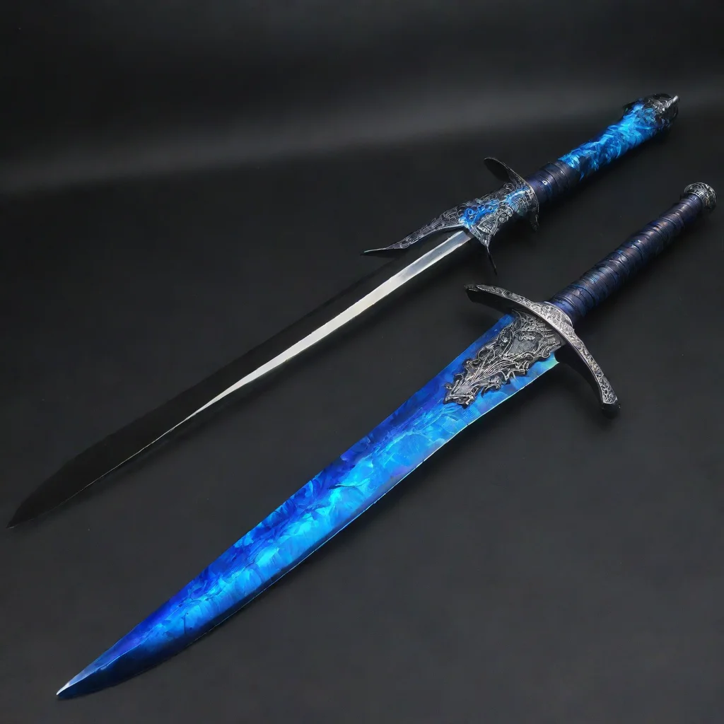 aiamazing azure blue english longsword enveloped in blue flames awesome portrait 2