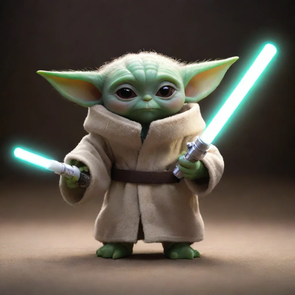 amazing baby yoda as a grown up with white lightsaber  awesome portrait 2