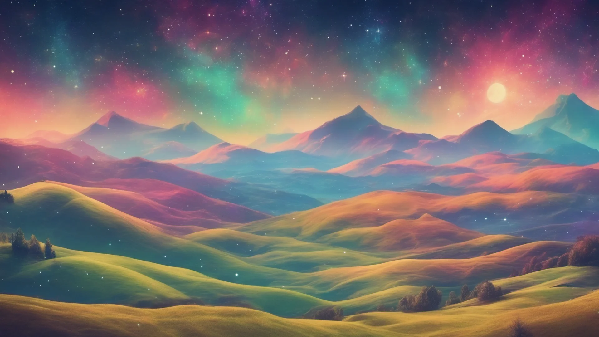 amazing background gentle rolling hills valleys colorful fantasy universe stars good looking trending fantastic 1 wide
