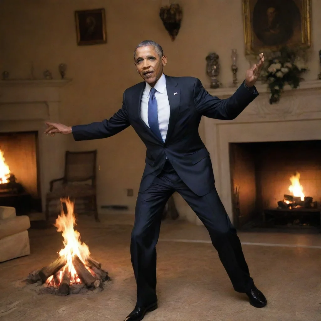 aiamazing barack obama dancing by the fire awesome portrait 2