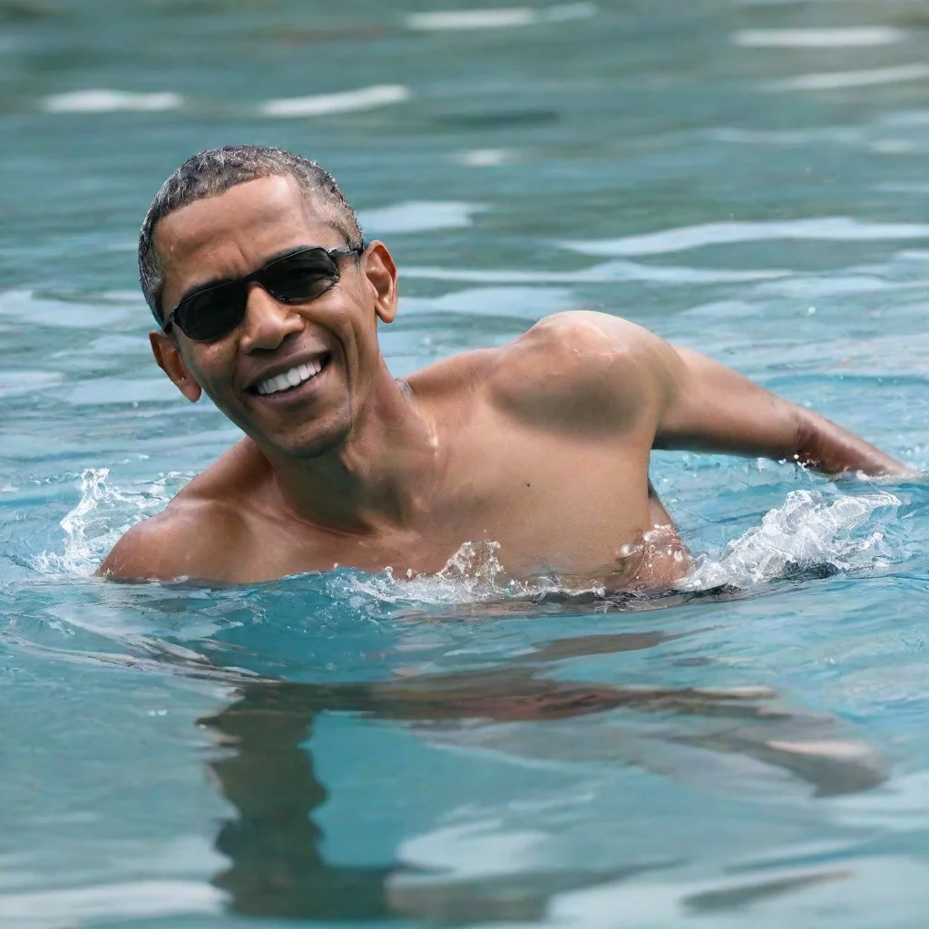 aiamazing barack obama swimming awesome portrait 2