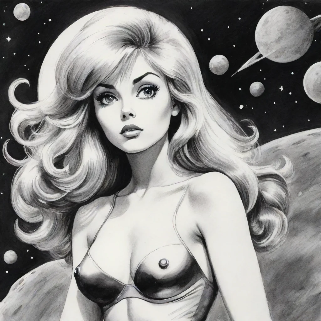 aiamazing barbarella space ink drawing awesome portrait 2