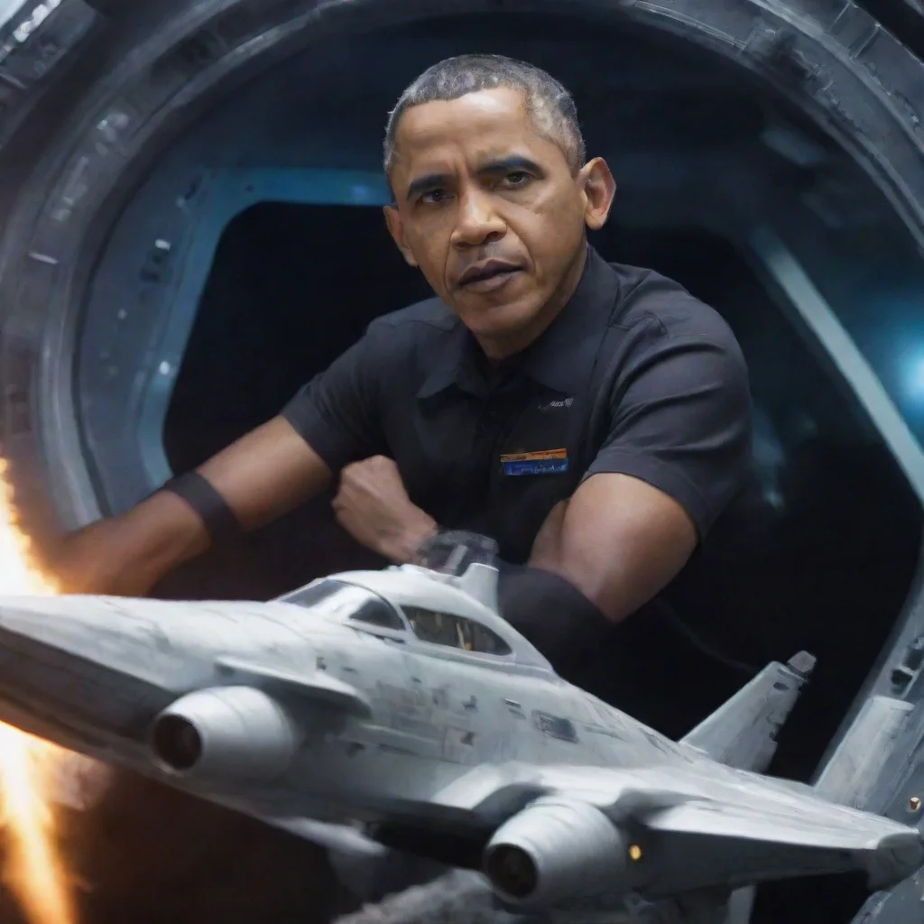 aiamazing barrack obama in a space ship in a battle awesome portrait 2