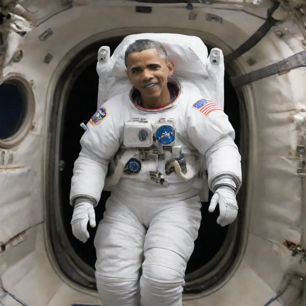 aiamazing barrack obama in space walk awesome portrait 2