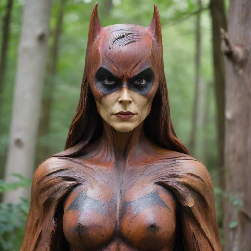 aiamazing batwoman petrified into beutifull wood statue%2C face also petrified%2C no eyes puppils visible awesome portrait 2