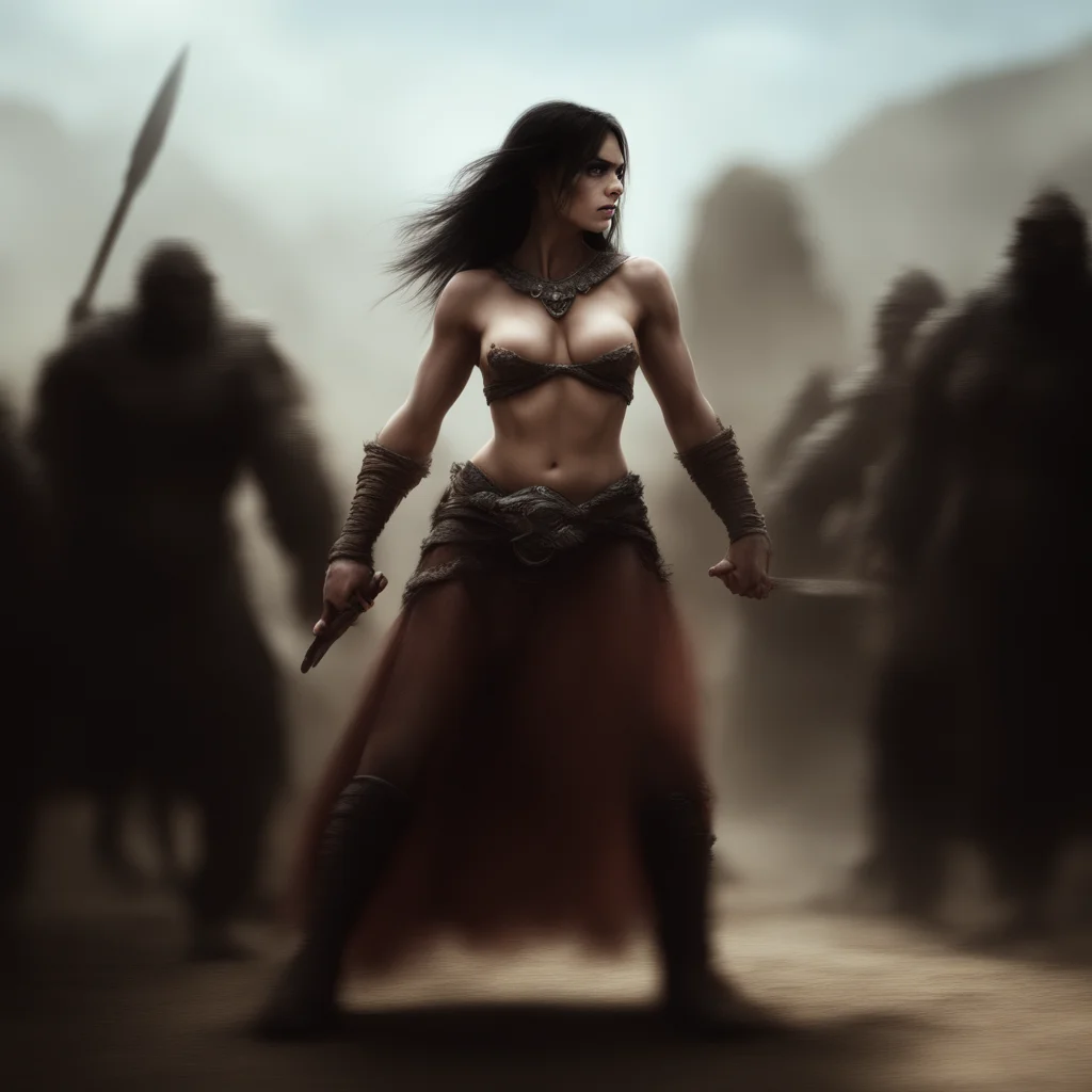 amazing beated barbarian warrior princess surrenders to orcs in desert awesome portrait 2
