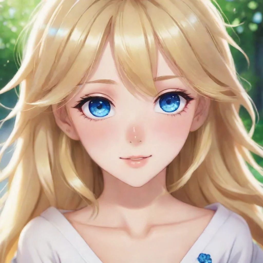 amazing beautiful anime with blonde hair and blue eyes happy awesome portrait 2
