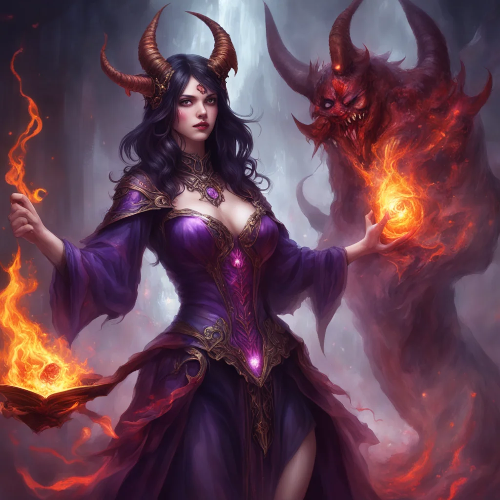 amazing beautiful conjurer female summons a demon awesome portrait 2