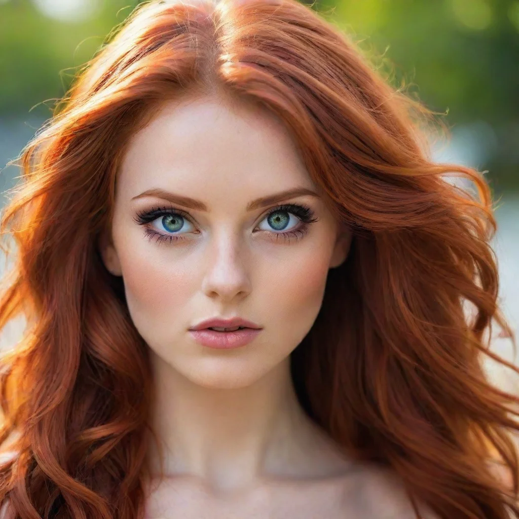 aiamazing beautiful redhead amazing eyes clear stunning sensual seductive look strong red vibrant colors awesome portrait 2