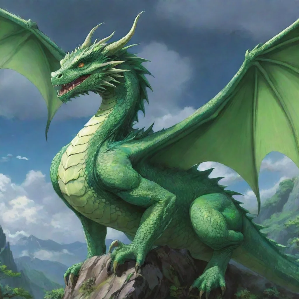 amazing beautiful winged dragon green dragon ghibli anime hd detailed aesthetic awesome portrait 2