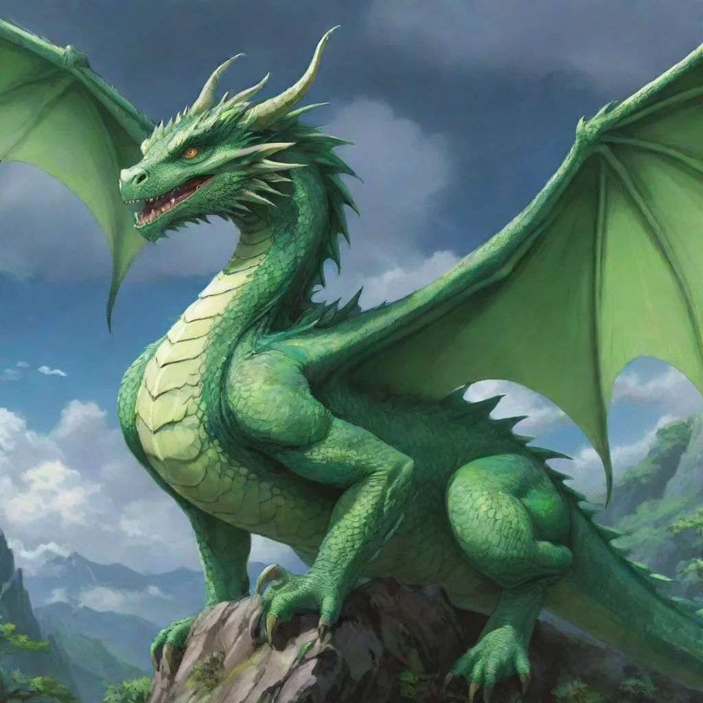 aiamazing beautiful winged dragon green dragon ghibli anime hd detailed aesthetic awesome portrait 2