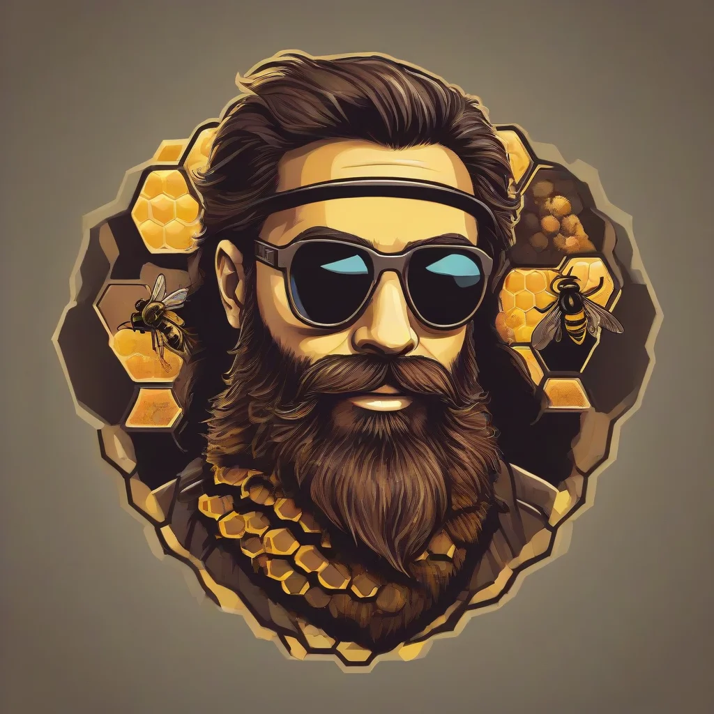 amazing beekeeper bearded cool sunglasses honeycomb bees logo icon awesome portrait 2