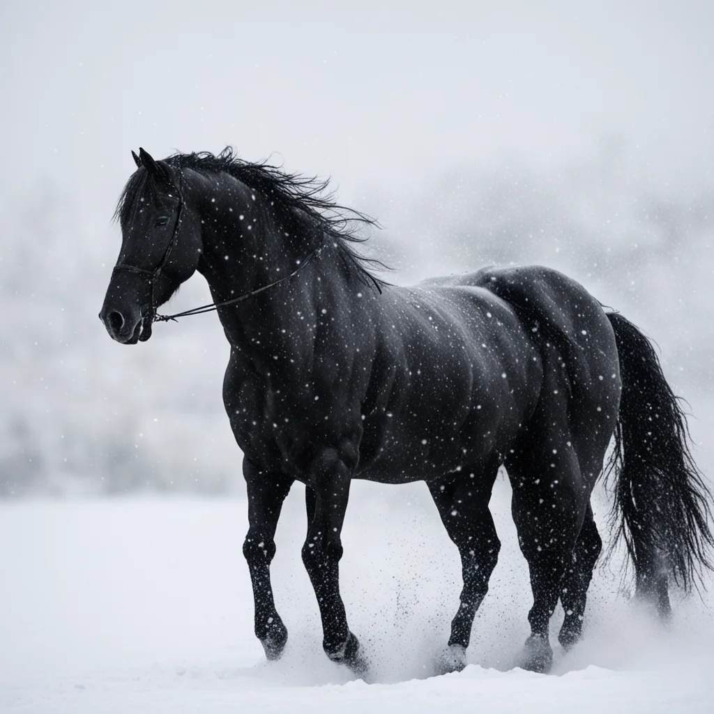 aiamazing black horse in blizzard awesome portrait 2