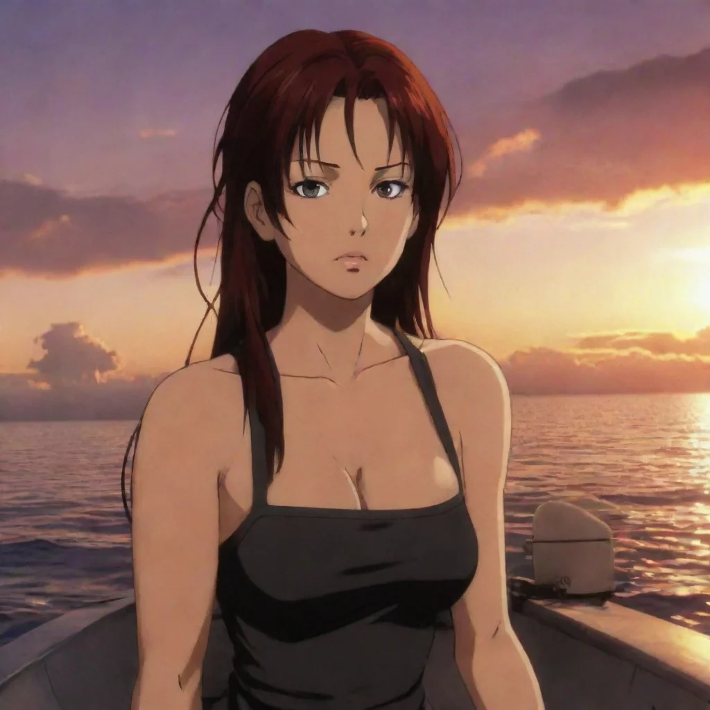 aiamazing black lagoon revy smoking on boat sunset awesome portrait 2