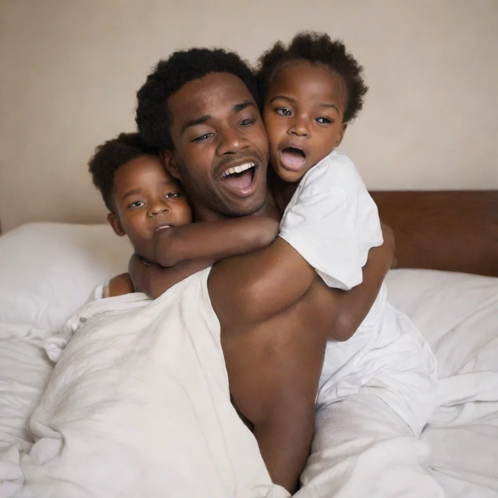 aiamazing black man waking up with a kid conjoined to himself awesome portrait 2