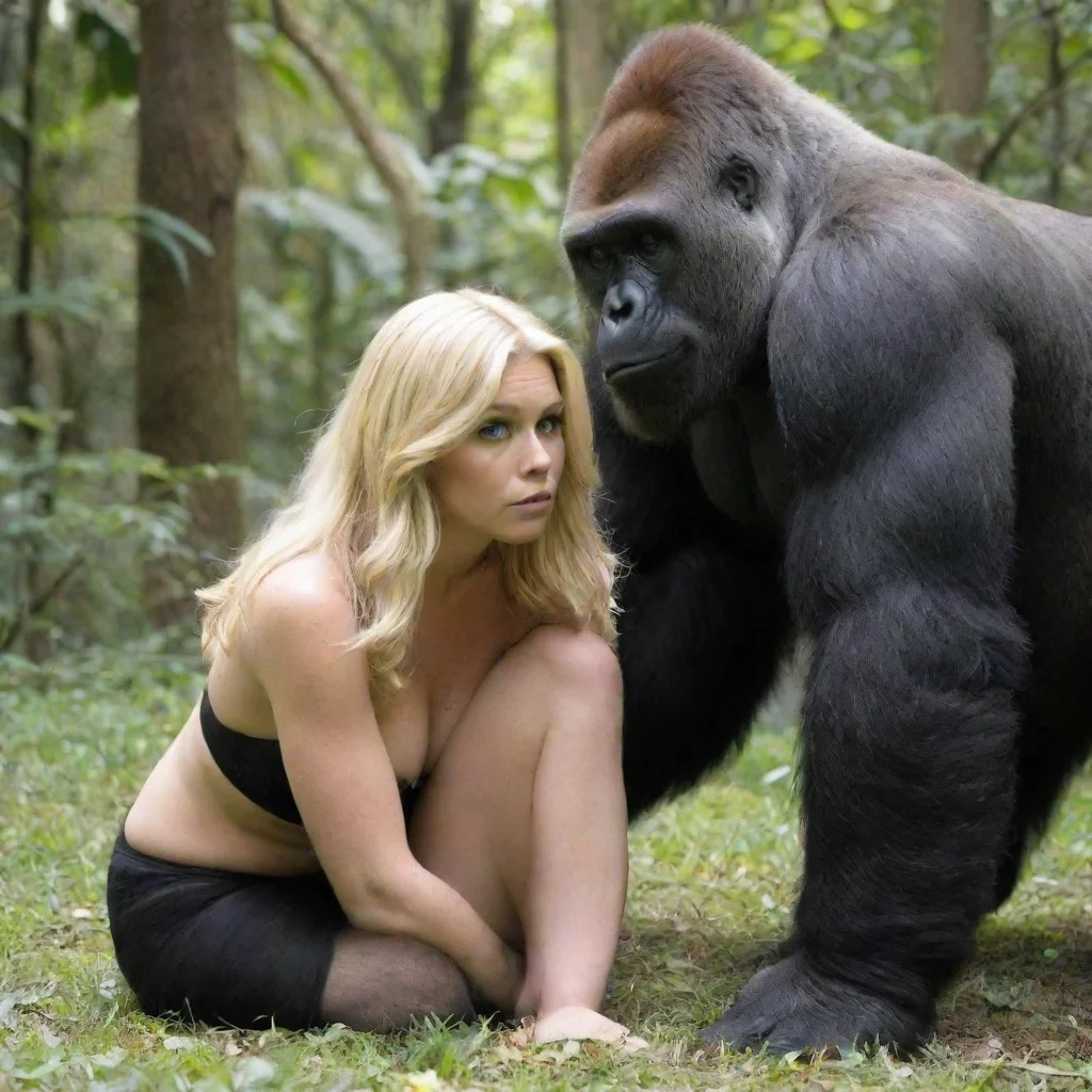 amazing blonde and gorilla awesome portrait 2