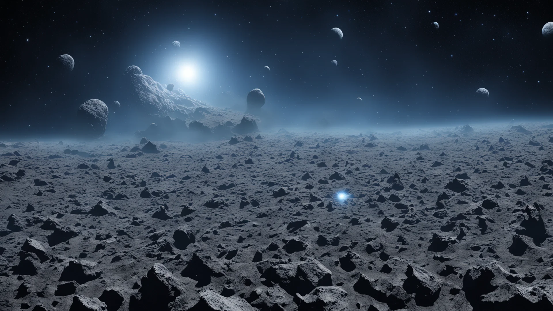 amazing blue and grey asteroid field awesome portrait 2 wide