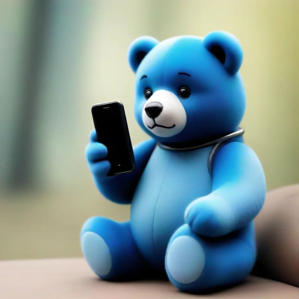 aiamazing blue bear with smartphone awesome portrait 2