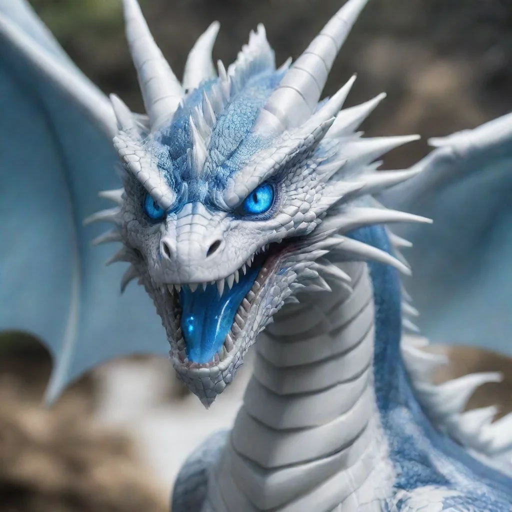 aiamazing blue eyes white dragon awesome portrait 2