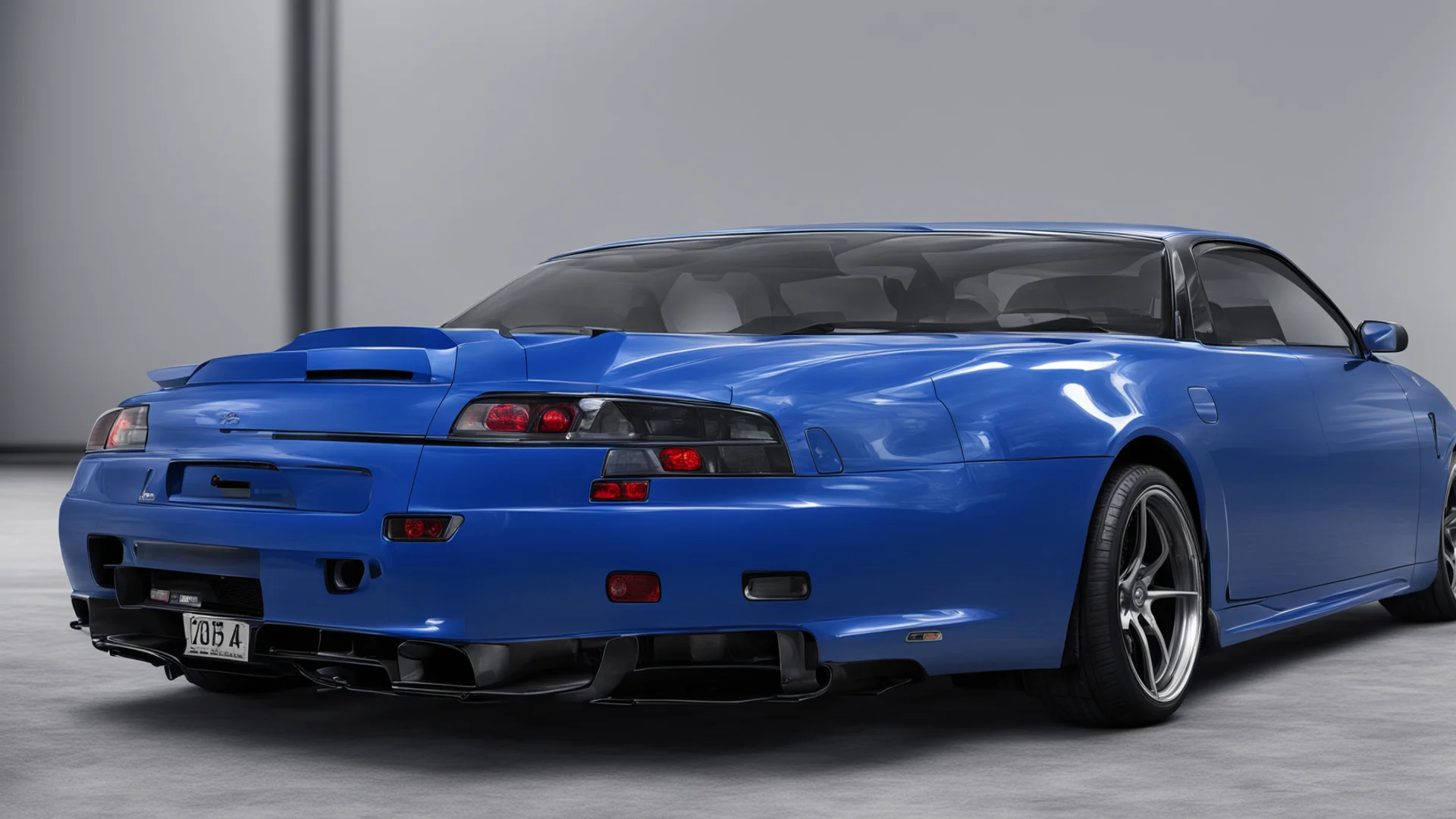 aiamazing blue r34 nissan skyline from behind awesome portrait 2 wide