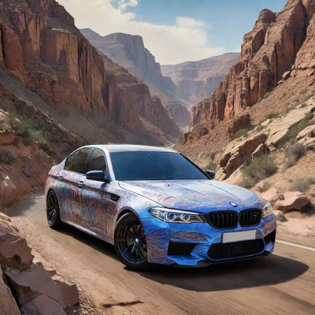 amazing bmw m5 in deep canyons comic book style ar 916 awesome portrait 2