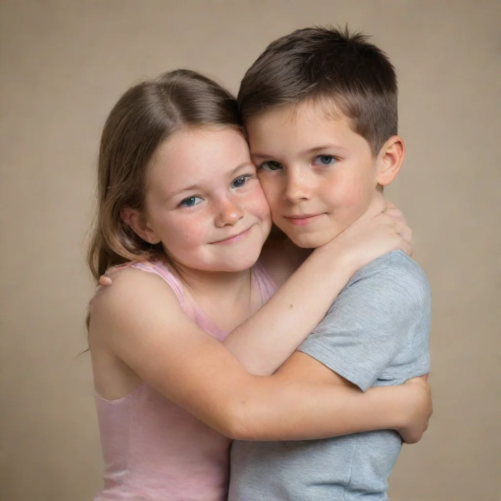 aiamazing brother and sister hug awesome portrait 2