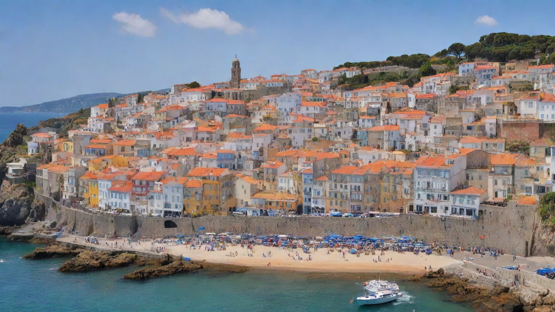 aiamazing busy portuguese coastal town hd aesthetic best quality with strong vibrant colors awesome portrait 2 wide