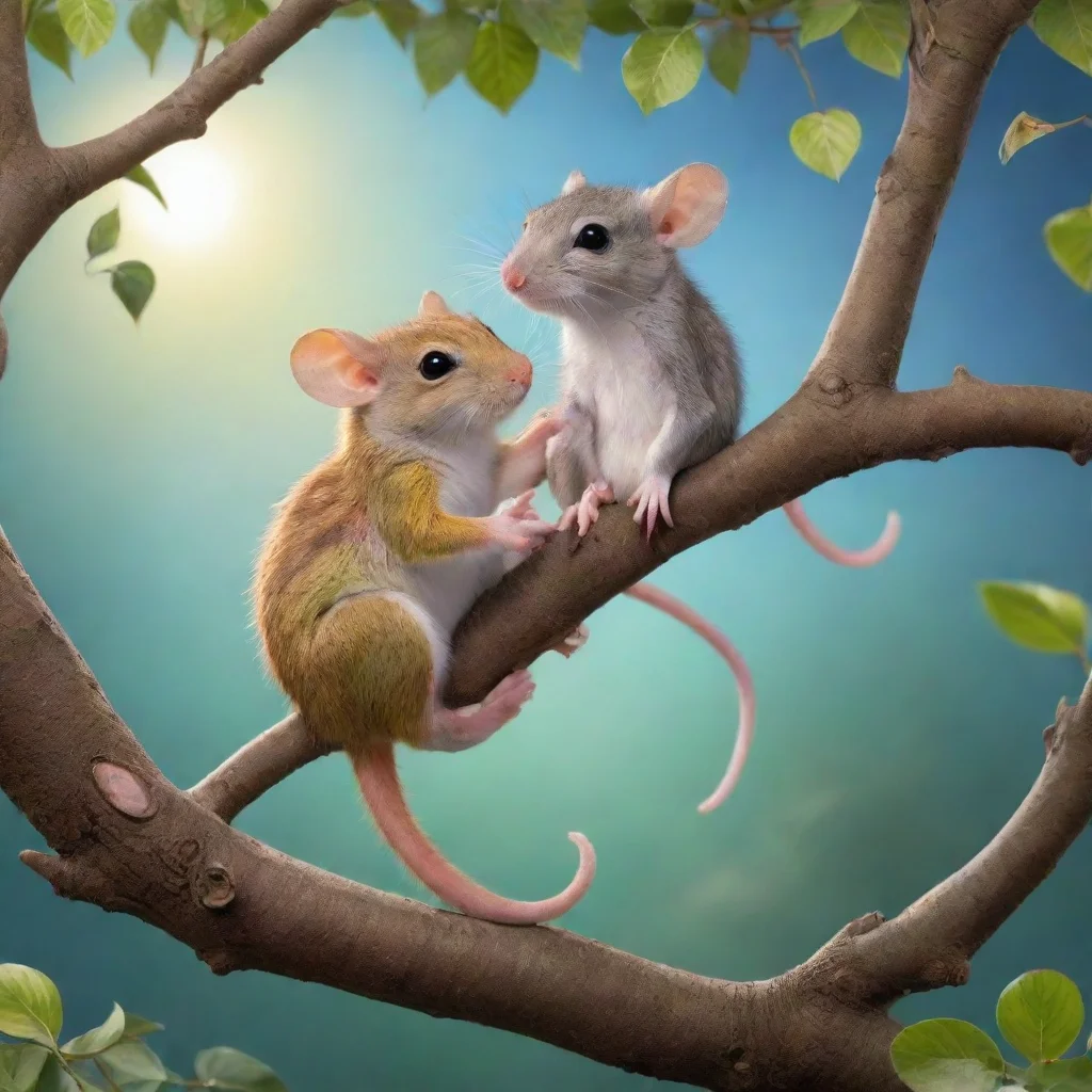aiamazing camaleon and rat having a romantic date in a tree awesome portrait 2