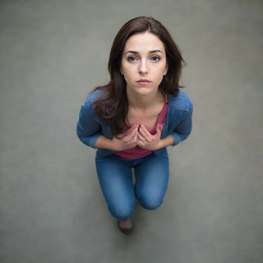 aiamazing camera looks down. a lady kneels down with both knees%2C looks up at the camera. awesome portrait 2